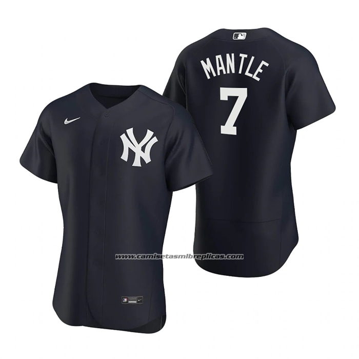 Camiseta Beisbol Hombre New York Yankees Mickey Mantle Autentico 2020 Alterno Azul